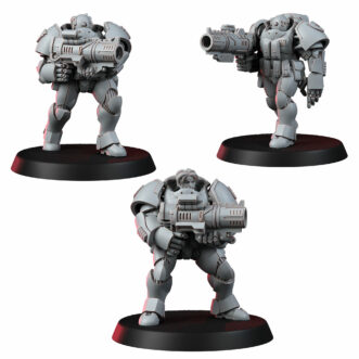 EARTH DEFENSE POWER SUIT OPERATIVES WITH HEAVY CANNONS