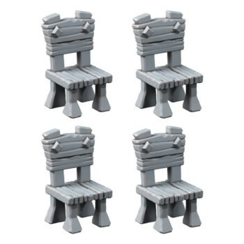 DECORATIONS - WOODEN CHAIRS SET (4U)
