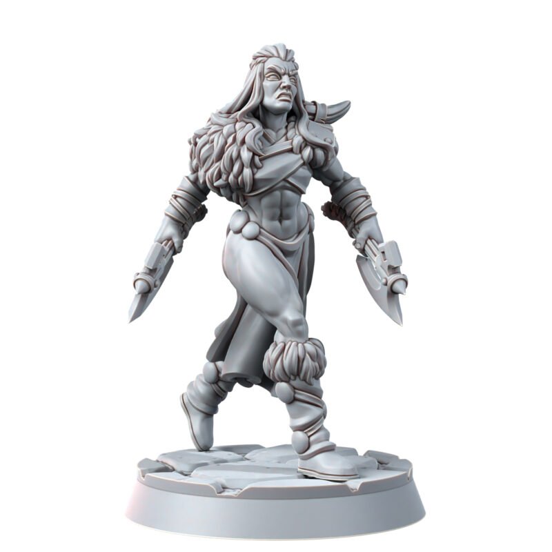 HUMANS - FEMALE BARBARIAN WITH TWO AXES